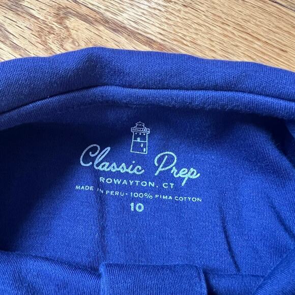 Classic Prep Girl's Pima Cotton Button Collared Navy Polo - 10 - Picture 4 of 6